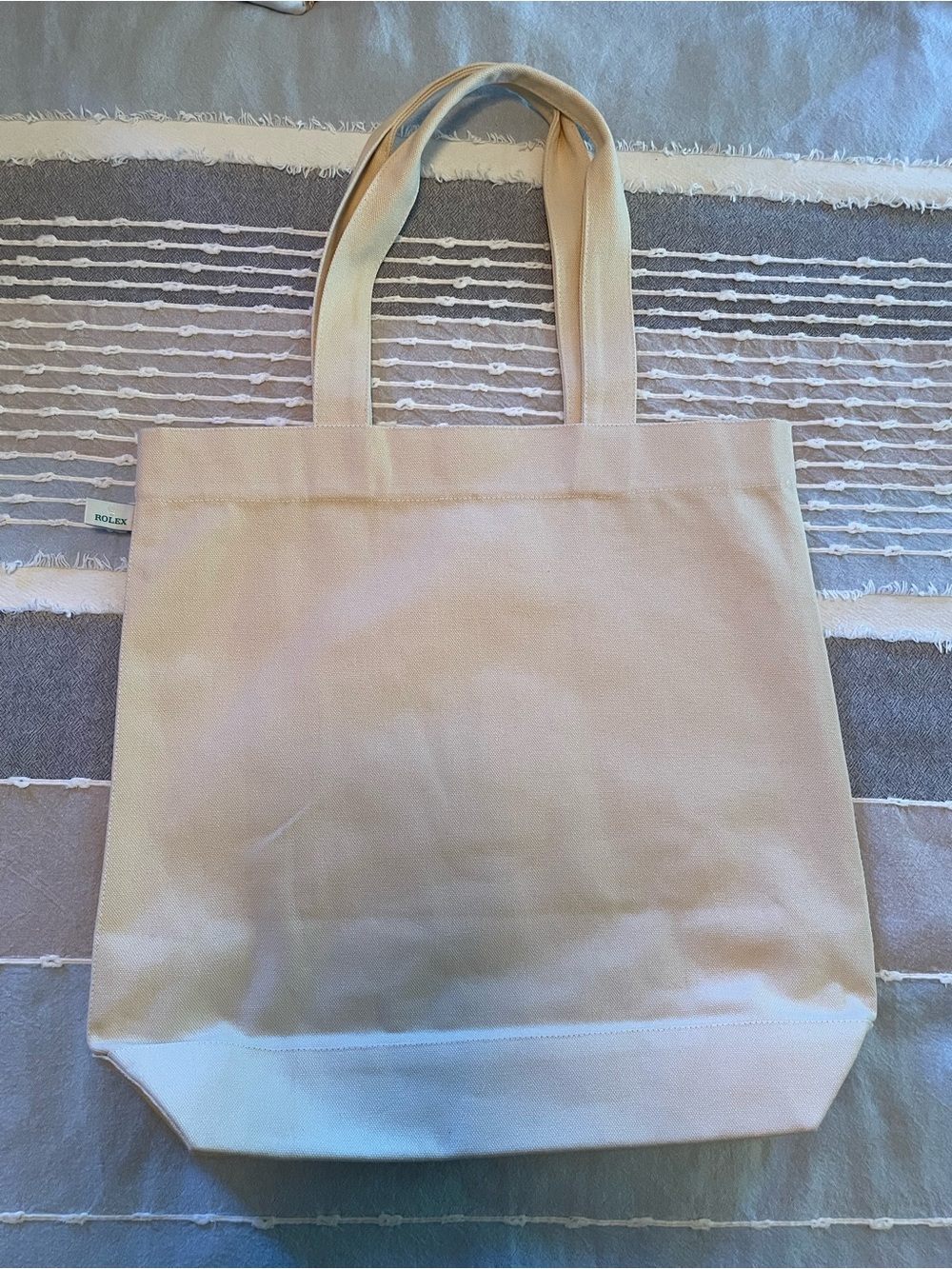 Rolex Cream Canvas Tote with Embroidered Crown Emblem - Picture 3 of 9